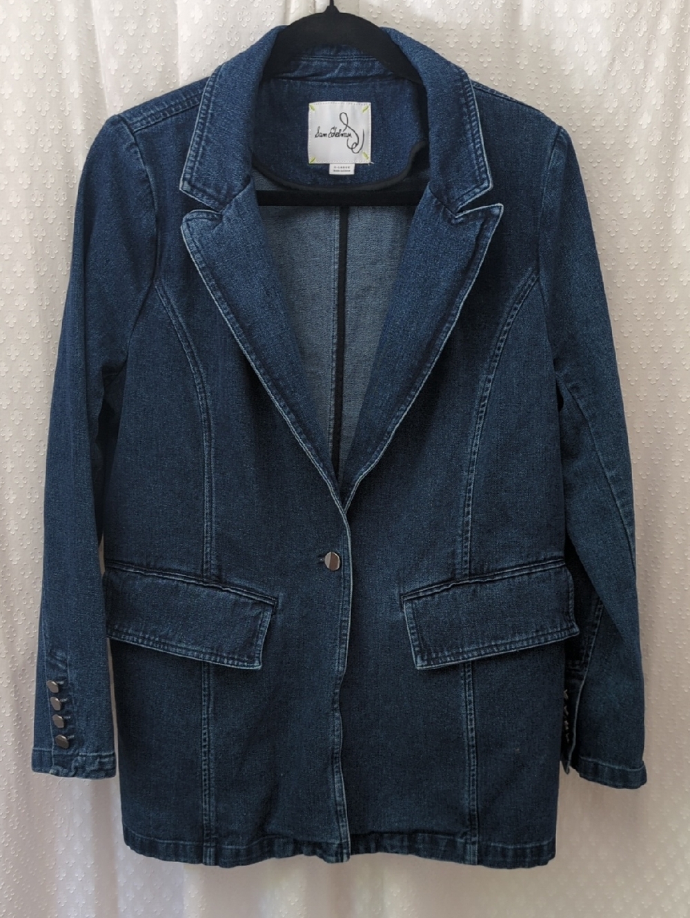 Sam Edelman Denim Blazer, Long Sleeve Single Button Front Women's XL